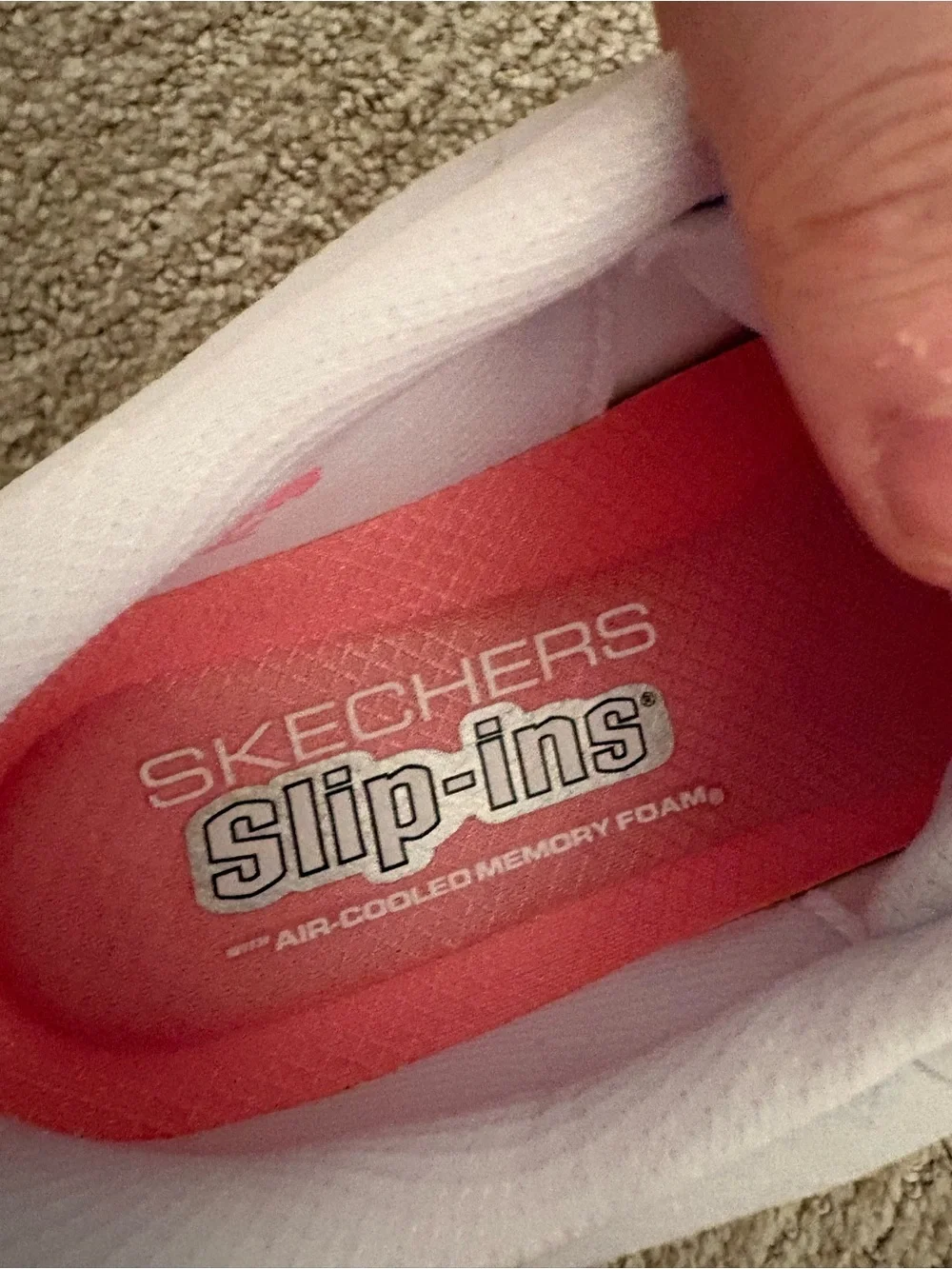 Skechers Women's White Athletic Sneakers with Pink Accents